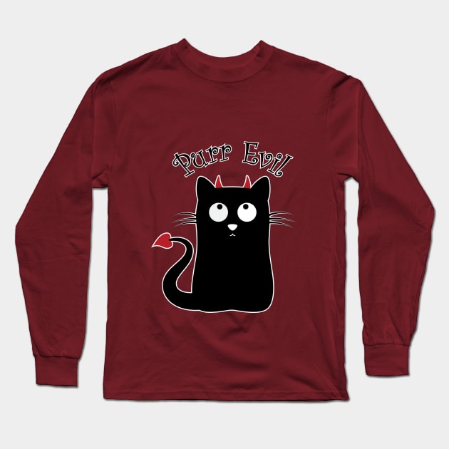Purr Evil Cat Women's T-Shirt Long Sleeve T-Shirt by mmoskon